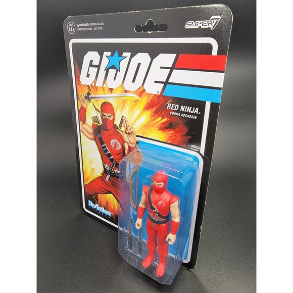 GI Joe Retro Cobra Red Ninja 3.75" Action Figure Super7 ReAction NEW - Picture 3 of 5